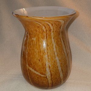 Beautiful Gold and Ivory Tone Glass Vase